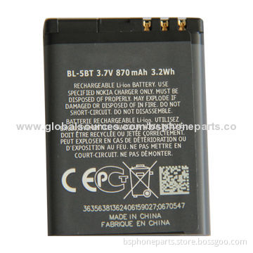 Well Tested Li-ion Battery BL-5BT for Nokia, Good Quality with Good Warranty
